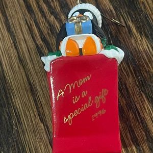 Vintage 1996 mother Christmas ornament Penguin